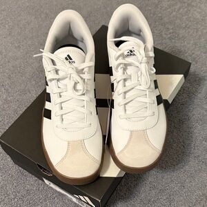 Adidas Court 3.0 White Sneakers with Black Stripes NWT